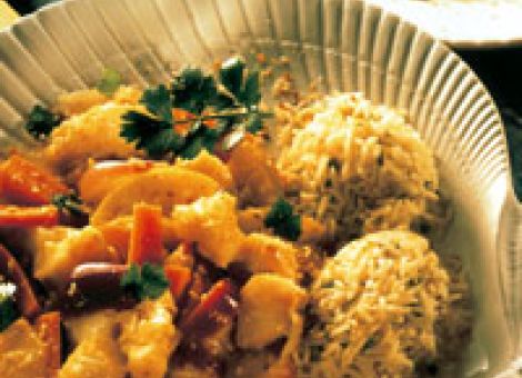 Fisch-Curry  mit Apfelstückchen