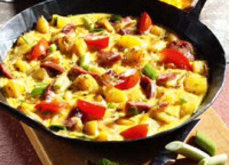 Kartoffelomelette  mit Wurst