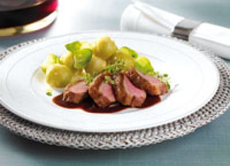 Entenbrust  mit Nusskruste