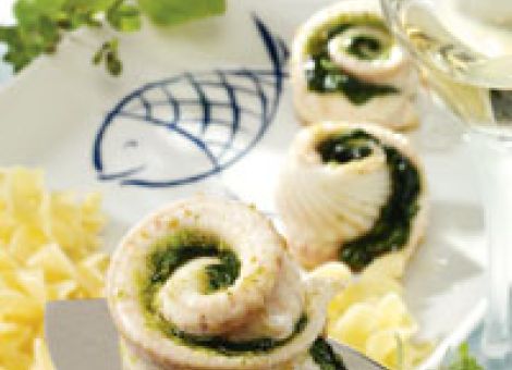 Seezungenröllchen mit Blattspinat