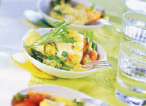 Gemüse-Gratin in Kräutersabayon