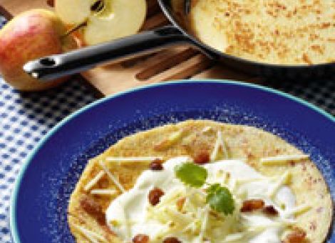 Pfannkuchen mit Apfel-Quark-Füllung