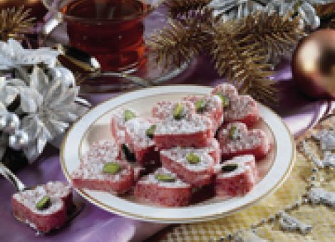 Süßes Himbeer-Reis-Konfekt