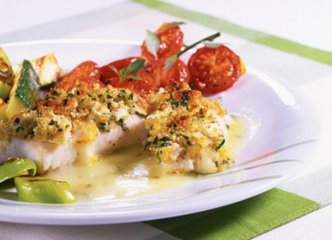 Zanderfilet mit Brie-Basilikum-Kruste