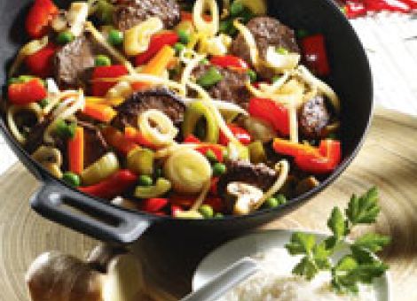 Gemüsepfanne mit Rindfleisch