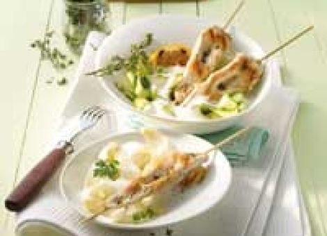 Hähnchenfilet am Spieß mit Spargelstreifen