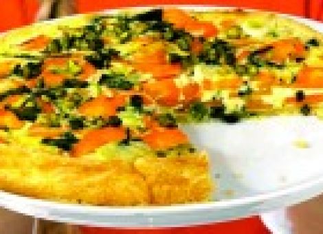 Tarte mit Porree, Möhren und Schinken