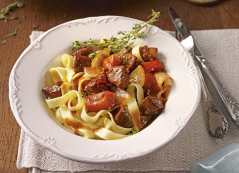 Putengulasch mit Kürbis