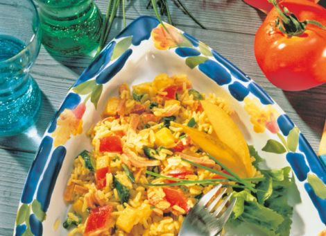 Reissalat mit Tomaten und Mango