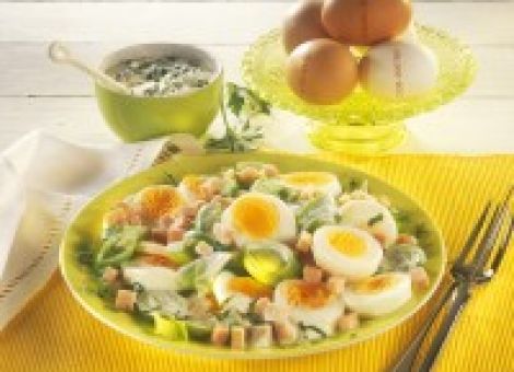 Eier-Lauch-Salat mit Schinken