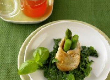 Putenroulade mit grünem Spargel