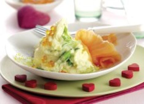 Kartoffelschnee mit Kaviar und Lachs