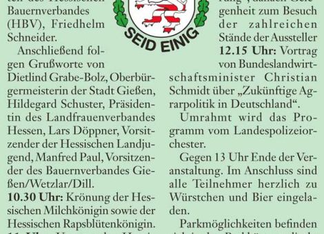 Einladung zum Hessischen Bauerntag 2014 nach Gießen
