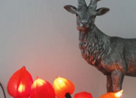 Lichterkette mit natürlichen Lampions