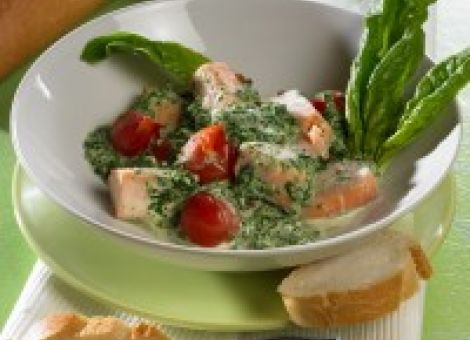 Edel-Fischragout mit frischem Blattspinat