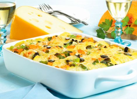 Buntes Kürbisgratin