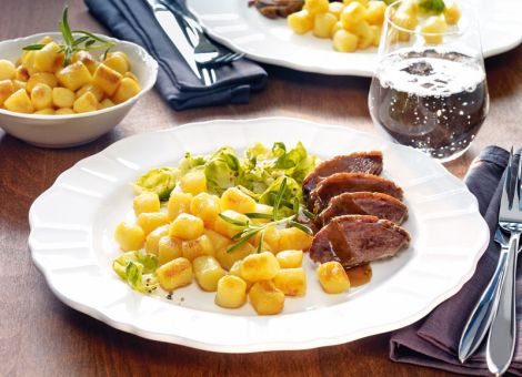 Gänsebrust mit Ingwer-Orangen-Gnocchi