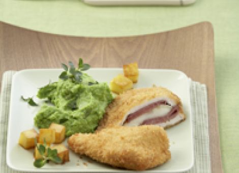 Putenschnitzel gefüllt mit Salami und Ziegenkäse