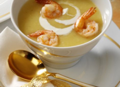 Kartoffelsuppe mit Garnelen