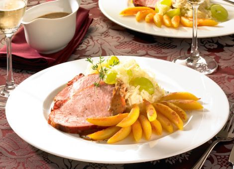 Honig-Kasseler mit Kartoffelnudeln