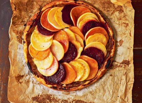 Tarte mit Roter Bete und Süßkartoffeln