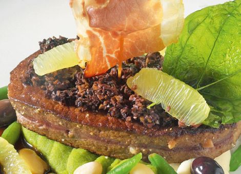 Kalbsleberschnitte mit Schinken gespickt