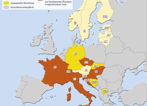 In weiten Teilen Europas besteht Winterreifenpflicht