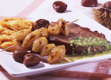 Geschmorte Rinderschulter  mit Süßkartoffel-Püree