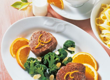 Rinderfilet  in Orangen-Sahne-Sauce