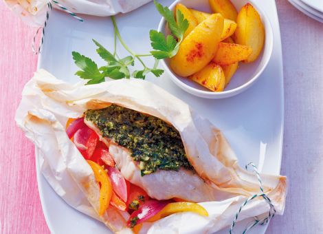 Kräuterseelachs  in Pergament