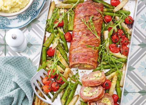 Hackbraten  und Ofenspargelsalat