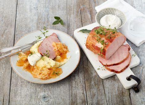 Sauerkraut mit Kasselerbraten und Kartoffelstampf