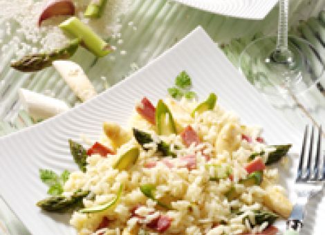 Spargel-Risotto  mit Schinken