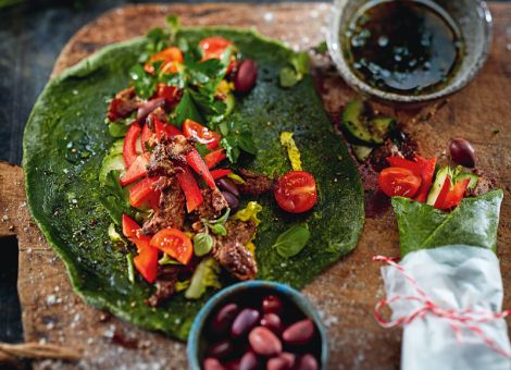 Spinat-Wraps mit Gyros