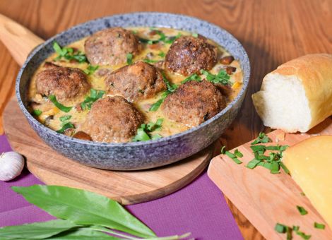 Wildschwein-Hackbällchen  mit Bärlauch