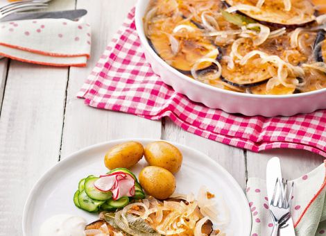 Aubergine im Brathering-Style mit Estragon-Mayonnaise