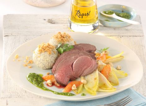 Hirschnuss mit Kerbel-Pesto 