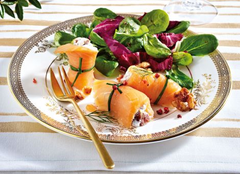 Lachspäckchen  mit Walnusscreme