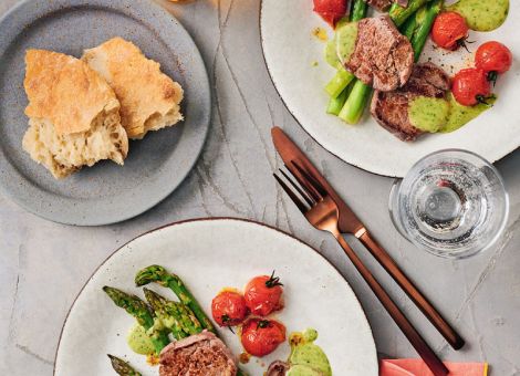 Minutensteaks  mit Grünspargel