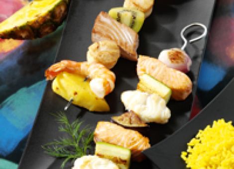 Zweierlei Fischspieße