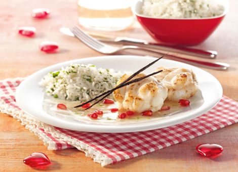 Seeteufelmedaillons  in Limetten-Vanille-Sauce