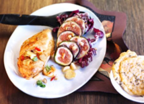 Ingwerhühnchen  auf Feigen-Radicchiosalat