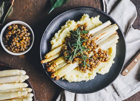 Ofenspargel  mit Linsen