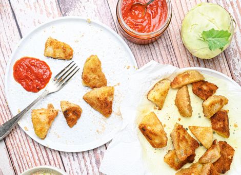 Kohlrabi-Wedges mit Tomatenketchup