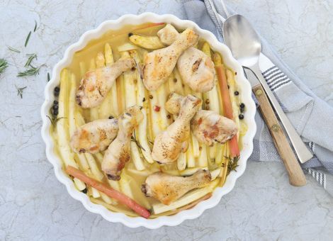 „Drumsticks“  mit Spargel und Rhabarber
