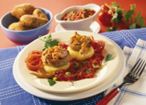 Knödelscheiben mit Schweinefilets