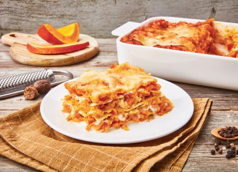 Kürbis-Lasagne mit Tomaten