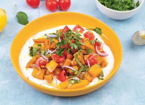 Ofenkürbis auf Feta-Creme