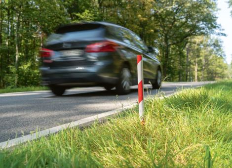 Wildunfallzeichen markieren eine Unfallstelle