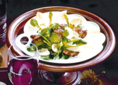 Feldsalat  mit Pilzen und Speck